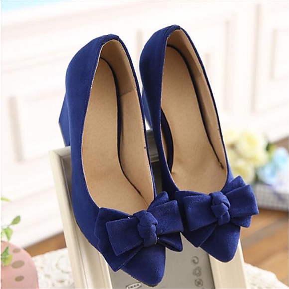 Shoes - Suede fall royal blue block heel